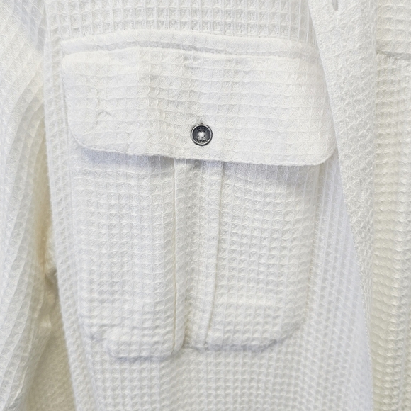 Rip Curl Ava Waffle Knit Button Down Women's Ivory Summer Shirt Dress Size M - Picture 3 of 6